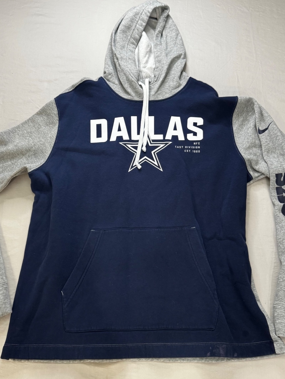 Nike Dallas Cowboys Hoodie Men’s L Navy Gray NFL Swoosh Sportcore